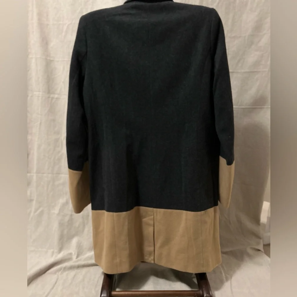 MICHAEL KORS. Grey Tan Wool Color Block Long Jacket Peacoat Coat NWT - Picture 14 of 14